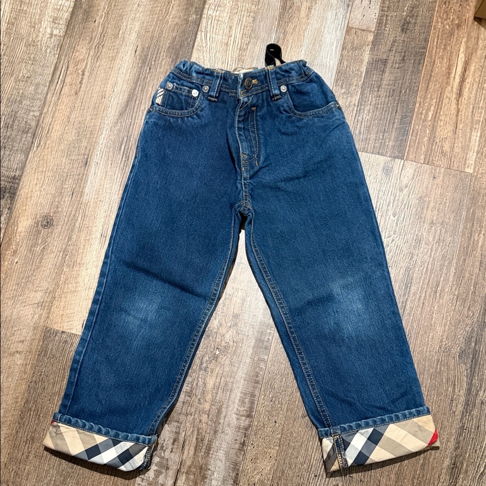 Burberry Kids Denim Jeans with Plaid Accents